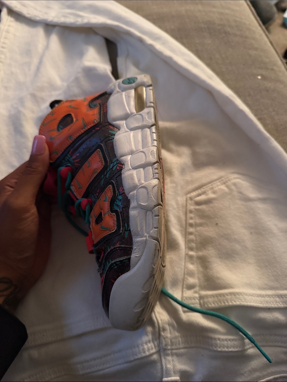 Nike Kids Orange and Teal Sneakers